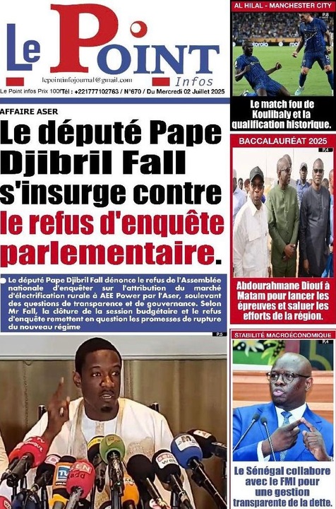 Revue de P­­resse du Mercredi 02/07/2025