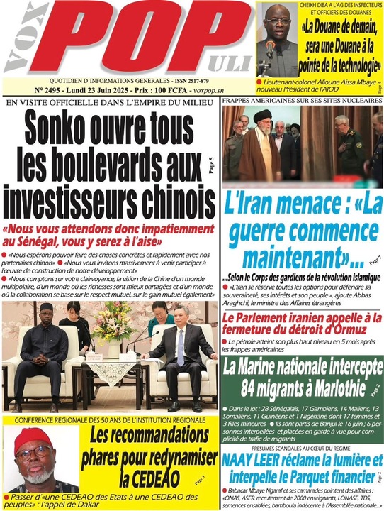 Revue de P­­resse du Lundi 23/06/2025