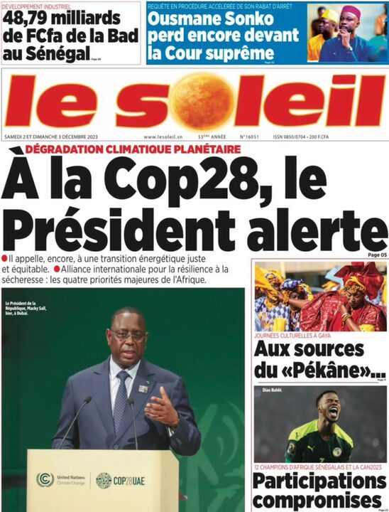 Revue de Presse Samedi 02/12/2023