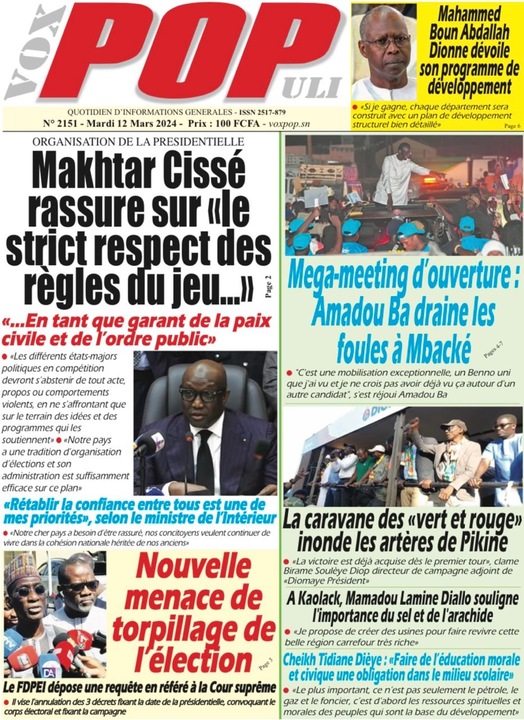 Revue de P­­resse du Mardi 12/03/2024